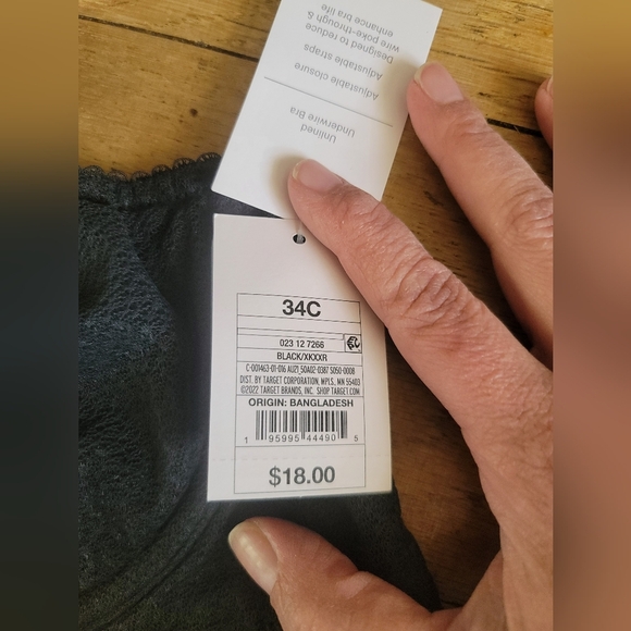 Auden Unlined Scalloped Lace Bra - Black - 34C - Picture 7 of 7